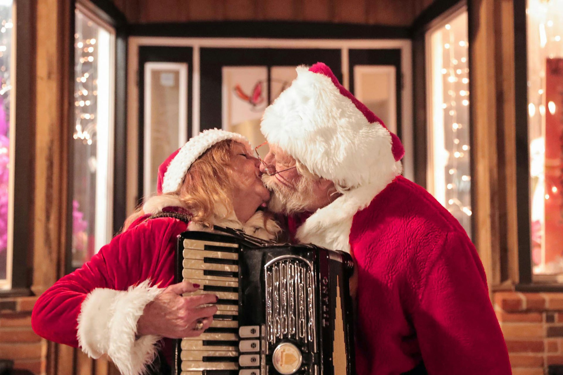 Santa and Mrs. Claus Kissing