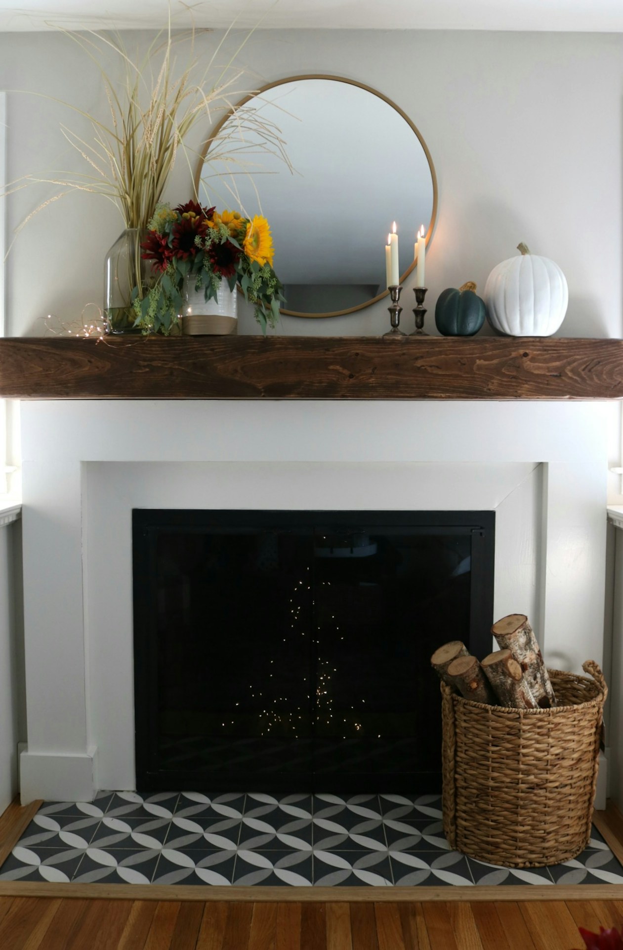 Fireplace and Flowers
