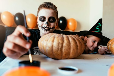 Kids Doing Halloween Crafts