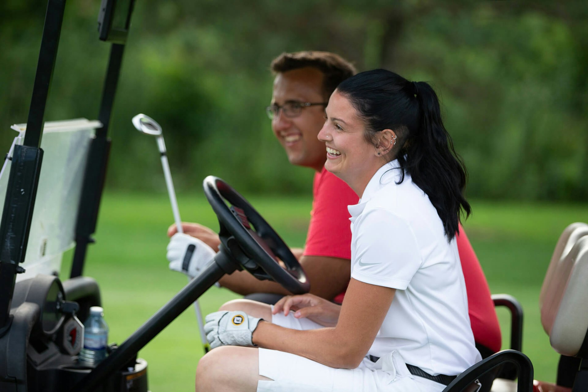 Couple in Golfcart