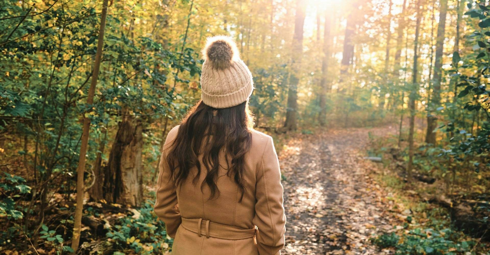 Woman Walking on Fall