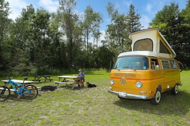 Yellow VW Camping