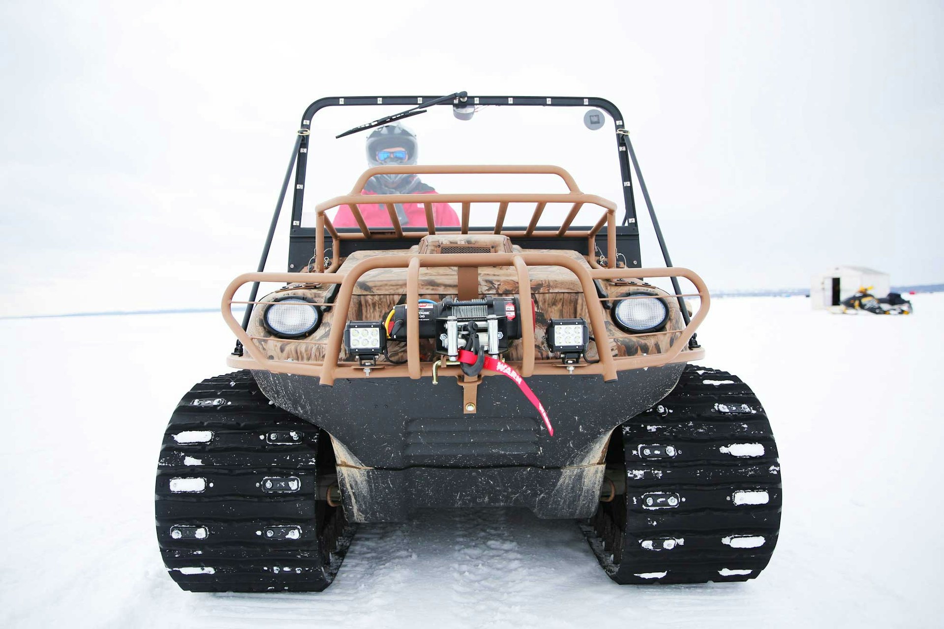 An all terrain vehicle on the ice